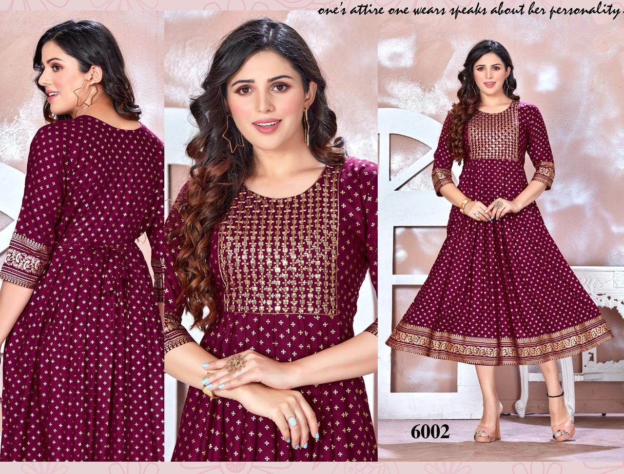 Golden Be Rich 2 Printed Rayon Anarkali Kurtis Catalog

